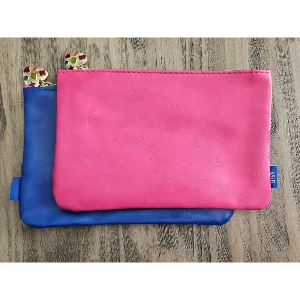 2 x Ipsy September 2025 Faux Leather Colorblock Mini Cosmetics Bag, Bag Only